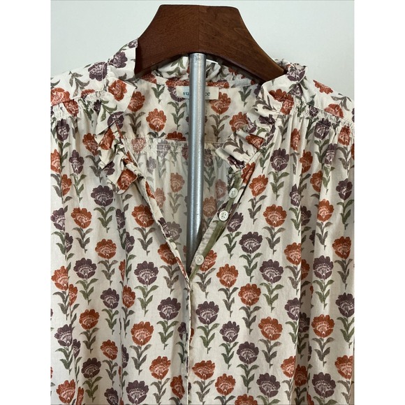 Sundance Womens Boxy 3/4 Sleeve Cotton Top Ivory Multi Floral‎ Sz Large - Picture 5 of 12